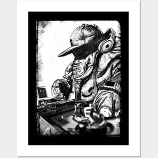 DJ Elephant Black and White Posters and Art